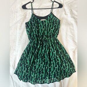 Green and Black Mini Dress